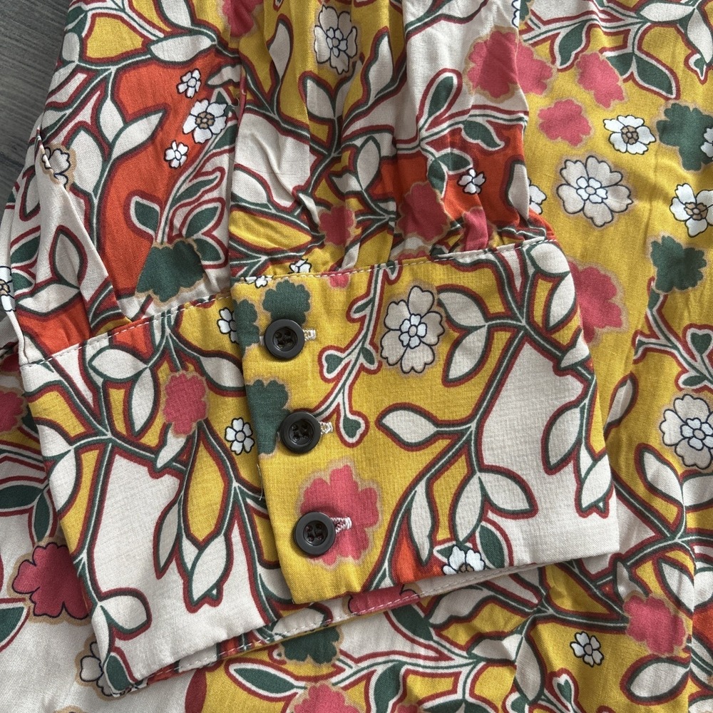 Natural Life size XL Boho Floral Button Front Shirt Dress Rayon Long Sleeve - Picture 6 of 14